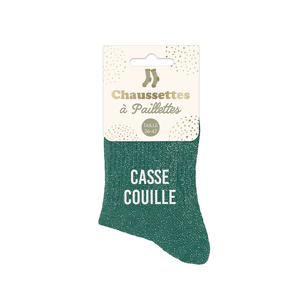 Chaussettes à paillettes casse couille verte 36-42 - Centrakor