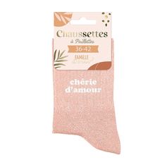 Chaussettes à paillettes chérie d'amour rose 36-42
