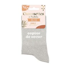 Chaussettes à paillettes copine de coeur gris 36-42