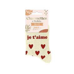 Chaussettes à paillettes je t'aime blanche 36-42