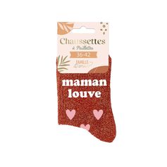 Chaussettes à paillettes maman louve rouge 36-42
