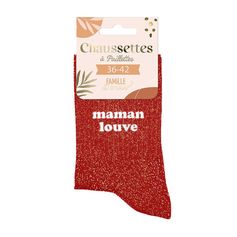 Chaussettes à paillettes maman louve rouge 36-42