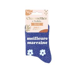 Chaussettes à paillettes meilleure marraine bleu 36-42