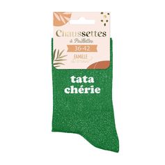 Chaussettes à paillettes tata chérie verte 36-42