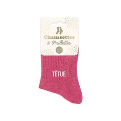 Chaussettes à paillettes têtue rose 36-42