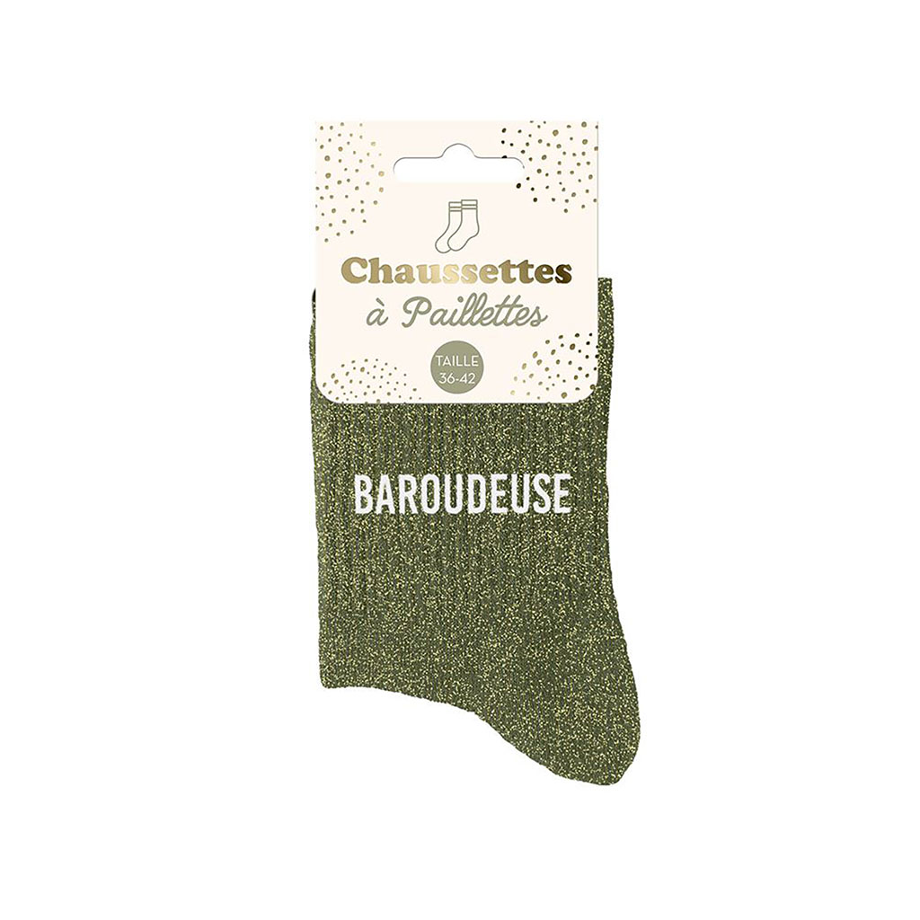 Chaussettes paillettes baroudeuse verte pointure 36-42 Centrakor