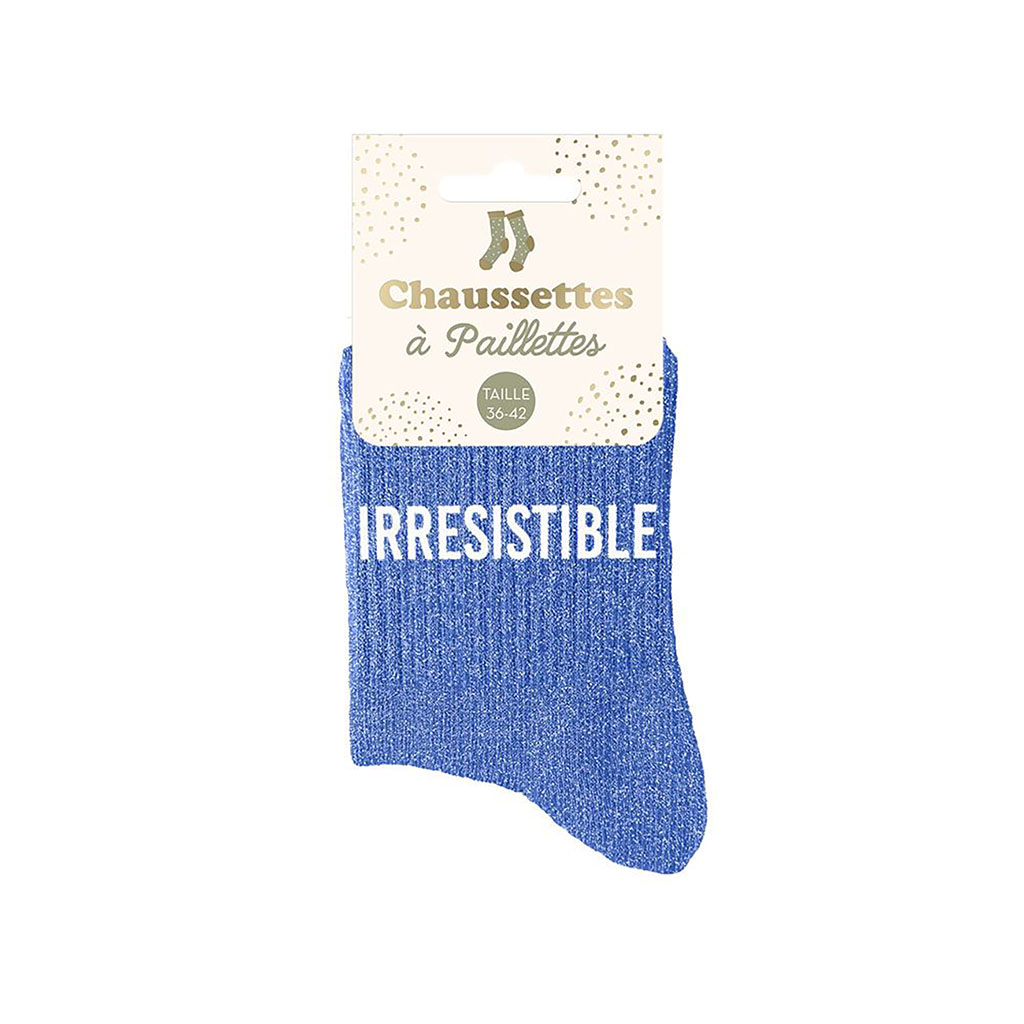 Chaussettes paillettes irrésistible bleu pointure 36-42 - Centrakor