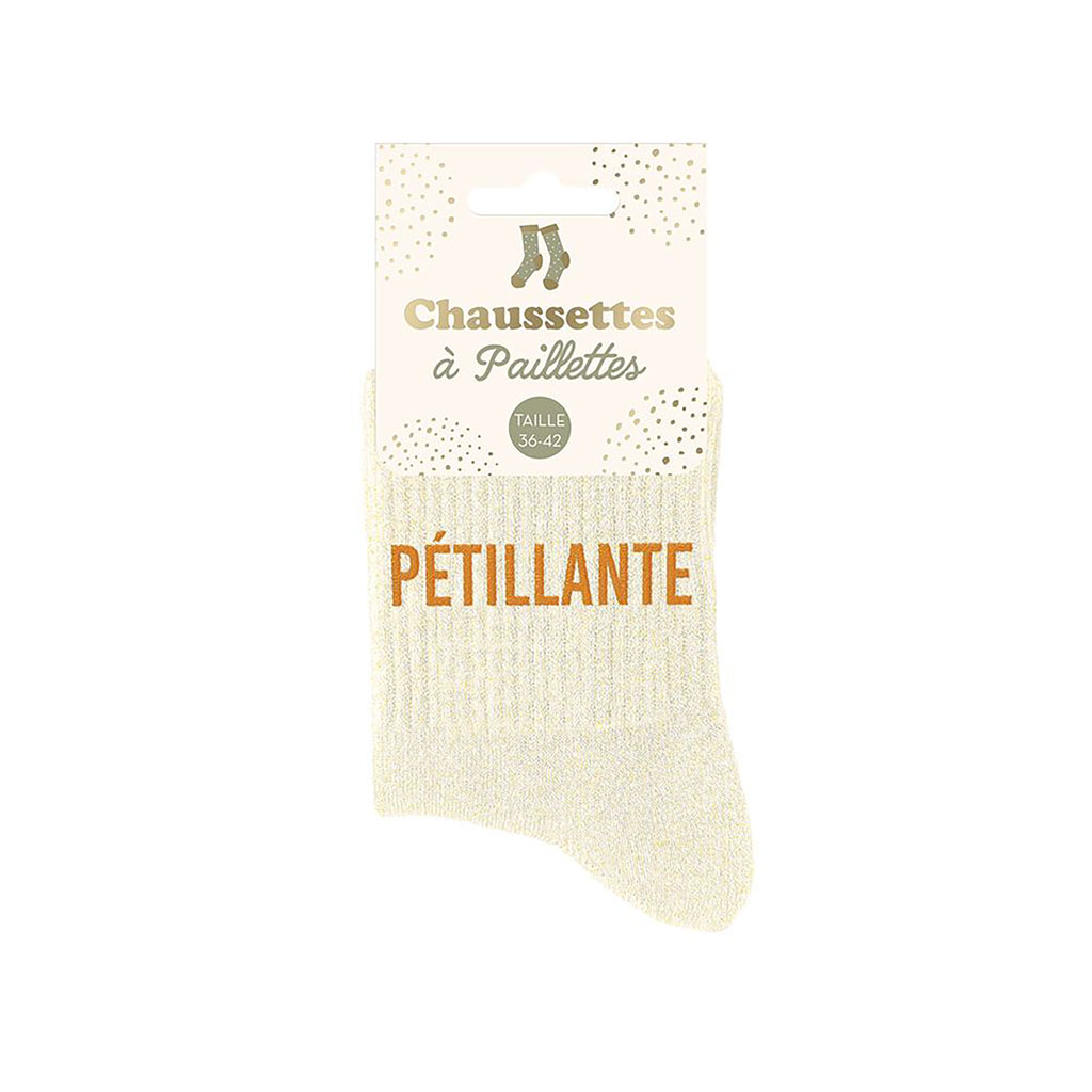 Chaussettes paillettes pétillante beige pointure 36-42 - Centrakor