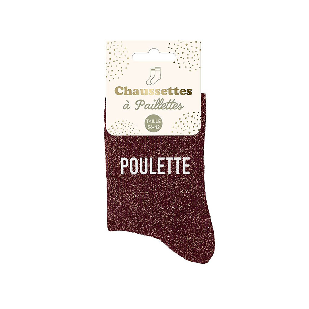 Chaussettes paillettes poulette bordeaux pointure 36-42