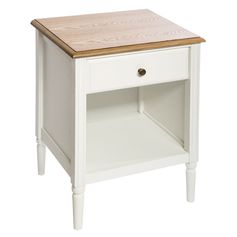 Table de chevet SOLEN 1 tiroir blanc et bois 45xH 60x40cm