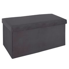 Coffre banc velours pliable gris foncé 38x75x38cm