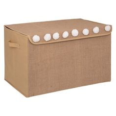 Coffre de rangement jute avec pompons 36x57x36cm