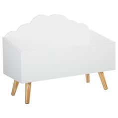 Coffre de rangement pour jouets bois forme nuage blanc 58x45x28cm
