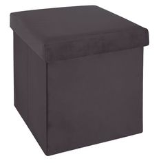 Pouf de rangement velours gris foncé 38x38cm