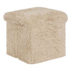 Coffre pouf pliable carré doux DUVIAM beige 38x38cm
