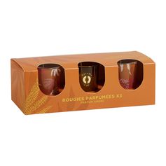 Coffret de 3 bougies parfumées senteur ambre H 6cm