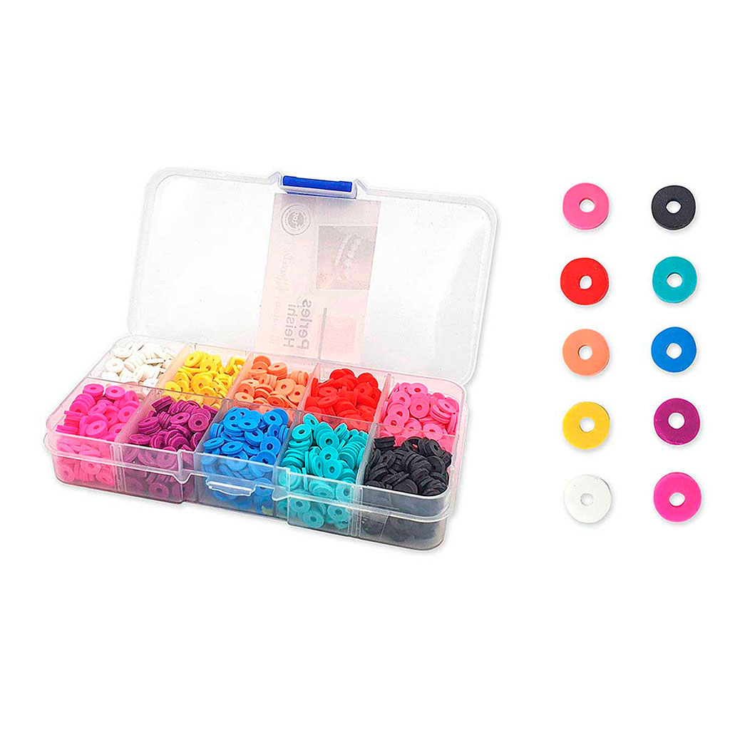 Coffret de 1500 perles Heishi couleurs vives