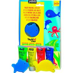 Coffret enfant de 4 gouaches au doigt 20ml et éponge