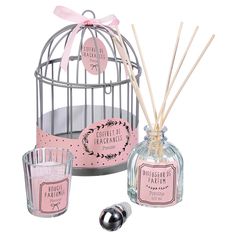 Coffret senteur cage diffuseur et bougie 13.5x19cm