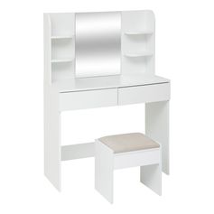 Coiffeuse DOLO avec tabouret blanc 90x40x125cm