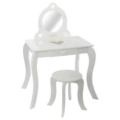 Coiffeuse pour enfant et tabouret blanche