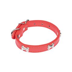 Collier chien os rouge