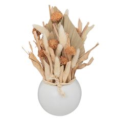 Composition en fleurs séchées dans un pot en grès H 25cm