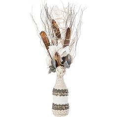 Composition fleurs séchées vase en osier H 50cm