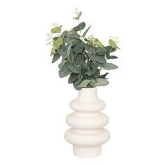 Composition florale eucalyptus SUZA et vase dolomite H 37cm