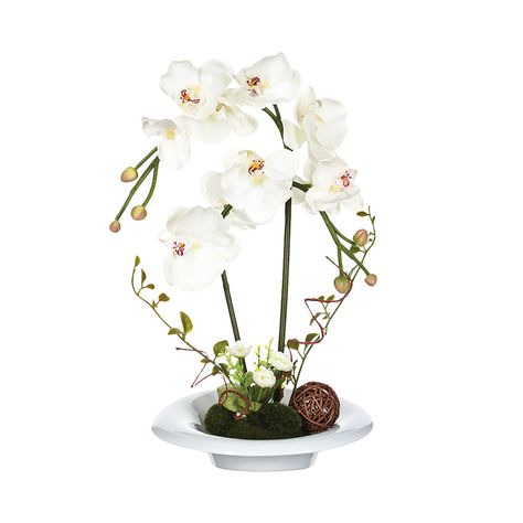 Composition florale orchidée et vase céramique H 46cm - Centrakor