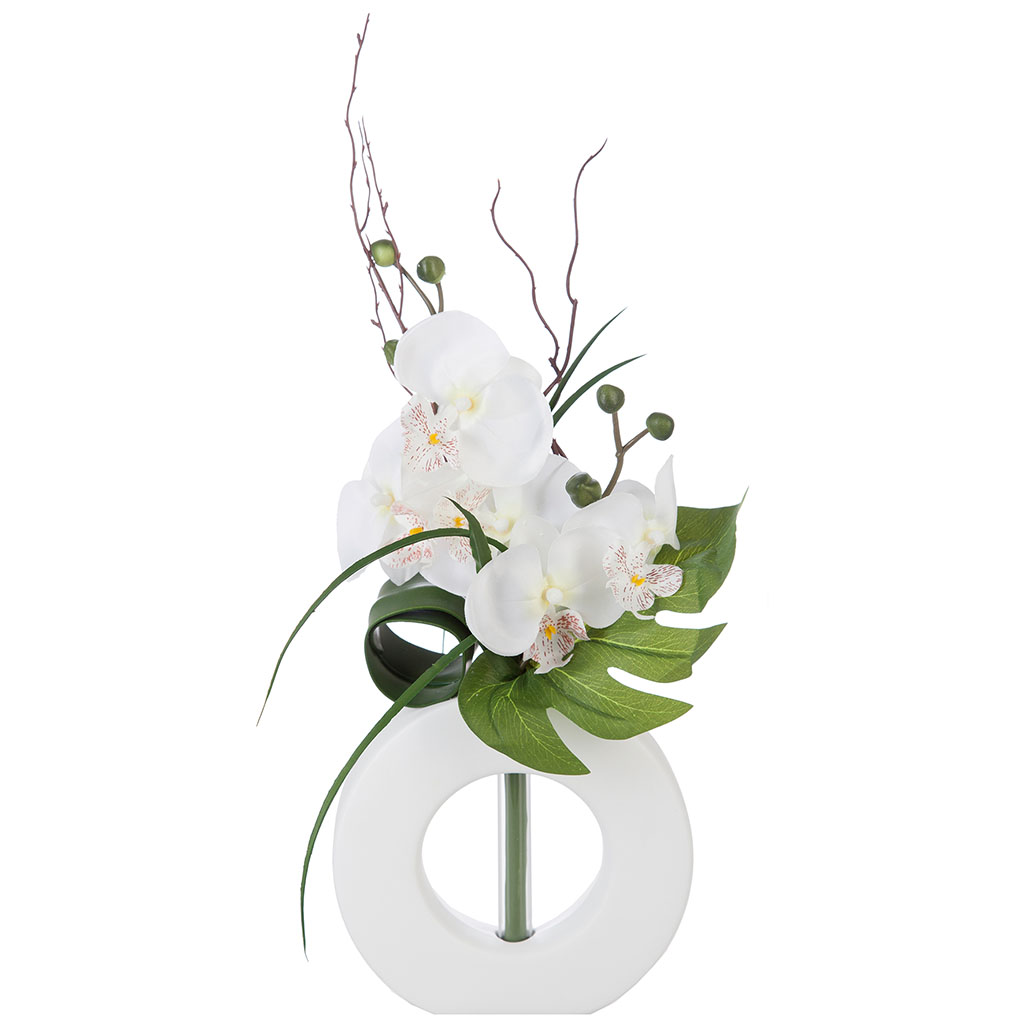 Composition orchidée blanche H 44cm - Centrakor