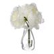 Composition vase verre et 3 pivoines blancs H 25cm