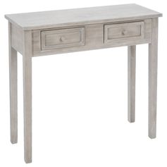 Console CHARME 2 tiroirs bois blanchi 80x76x30cm - ATMOSPHERA