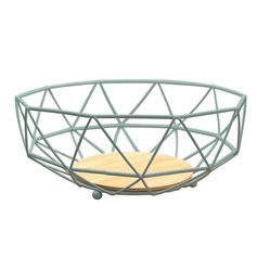 Corbeille à fruit acier et bambou vert D 26x10cm