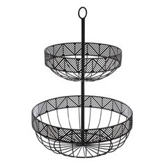 Corbeille à fruits 2 étages métal noir H 42cm