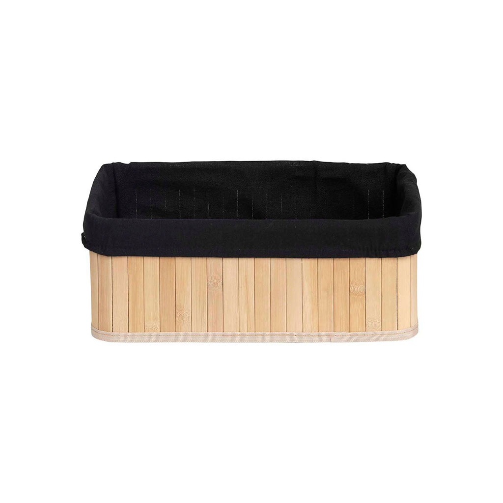 Corbeille à linge rectangulaire bambou noir 37x14x25cm