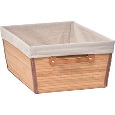 Corbeille bambou avec anse tissu lin 45x18x32.5cm
