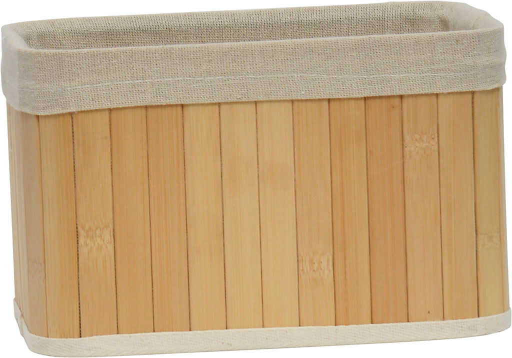 Corbeille bambou tissu blanc 16x14x22cm