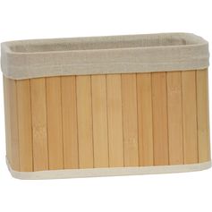 Corbeille bambou tissu blanc 16x14x22cm