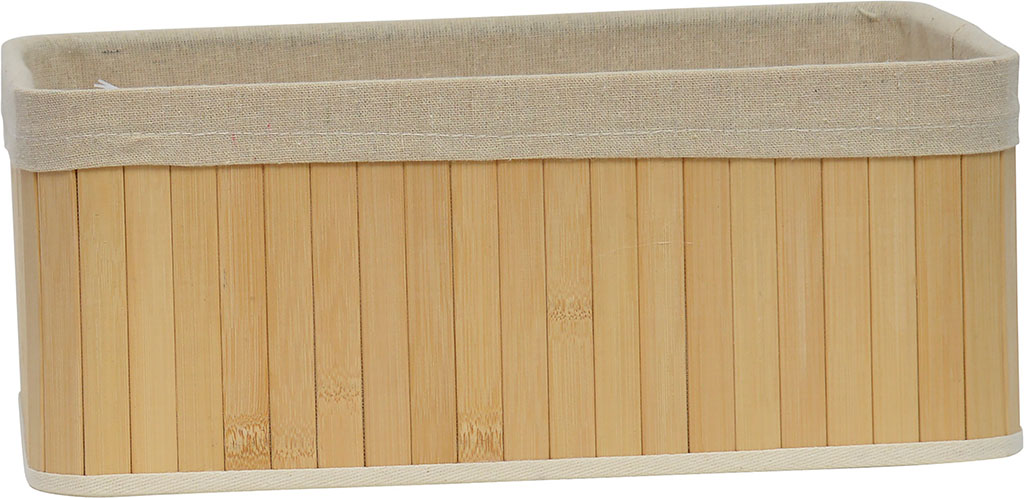 Corbeille bambou tissu blanc 27x15x37cm