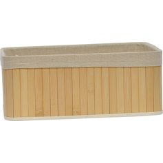 Corbeille bambou tissu blanc 27x15x37cm