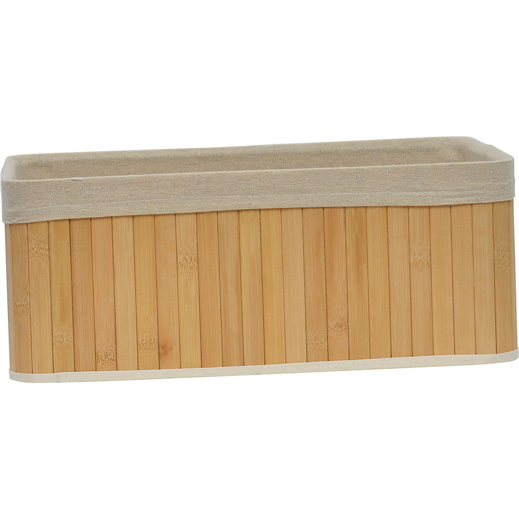 Corbeille bambou tissu blanc 28x16x40cm