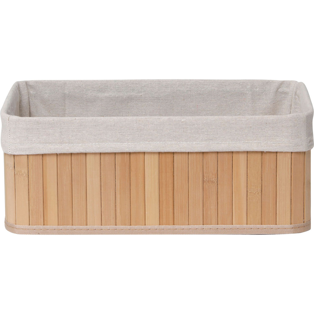 Corbeille bambou tissu blanc 37x14x25cm