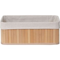 Corbeille bambou tissu blanc 37x14x25cm
