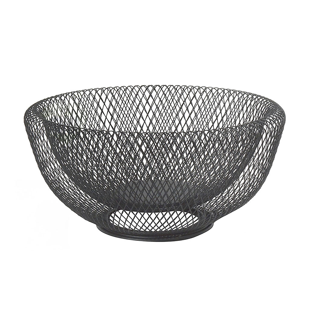 Corbeille à fruits en métal maille noire mat 25x10.5cm