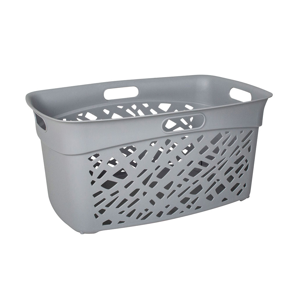Corbeille à linge plastique gris béton 45L