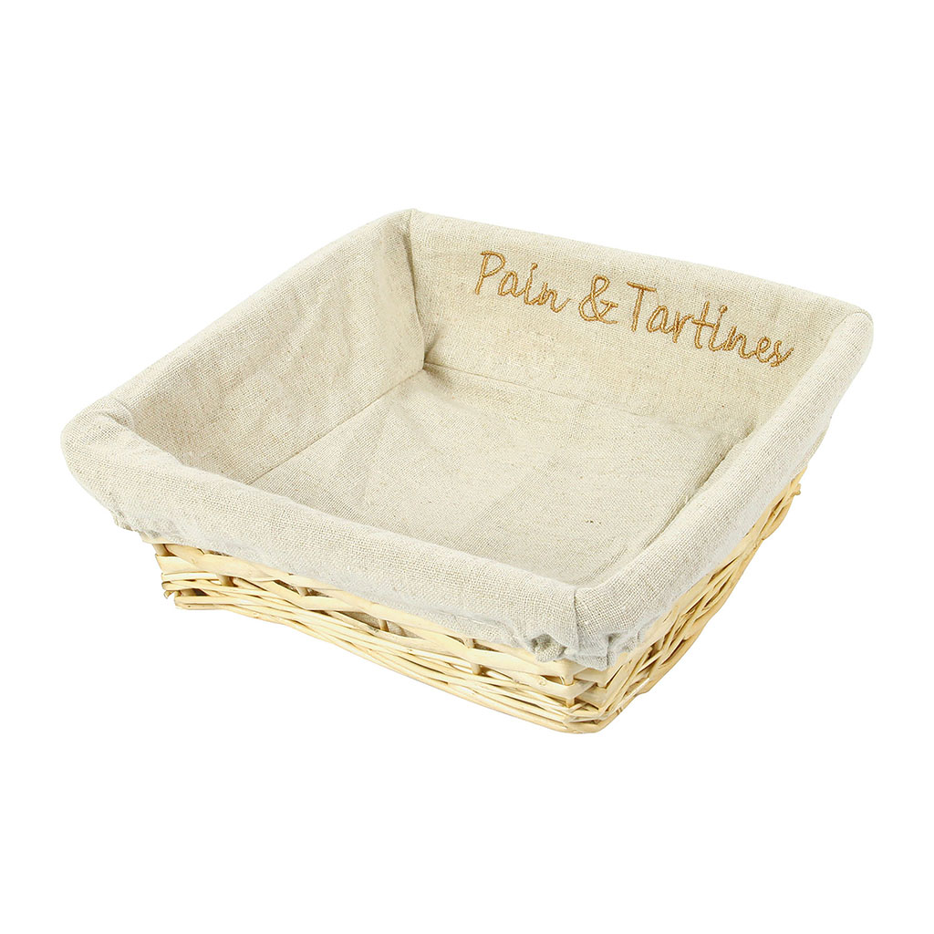 Corbeille à pain carrée rotin lin 22x22cm