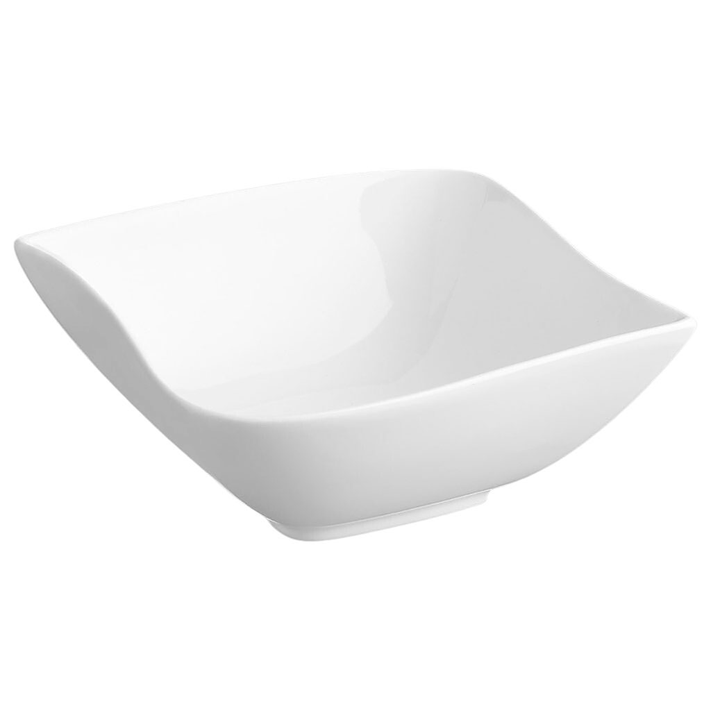 Coupelle porcelaine vague carrée blanche 14cm