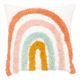 Coussin carré brodé d'un arc en ciel en coton multicolore 40x40cm
