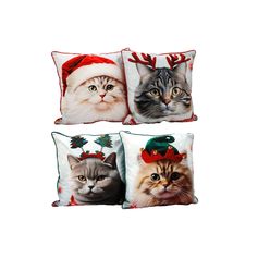 Coussin carré chat noël polyester 45x45cm